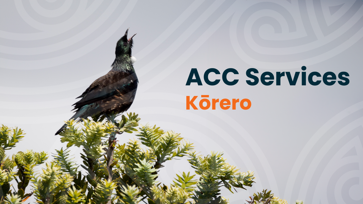 A tui signing from a tree, text says ACC Korero